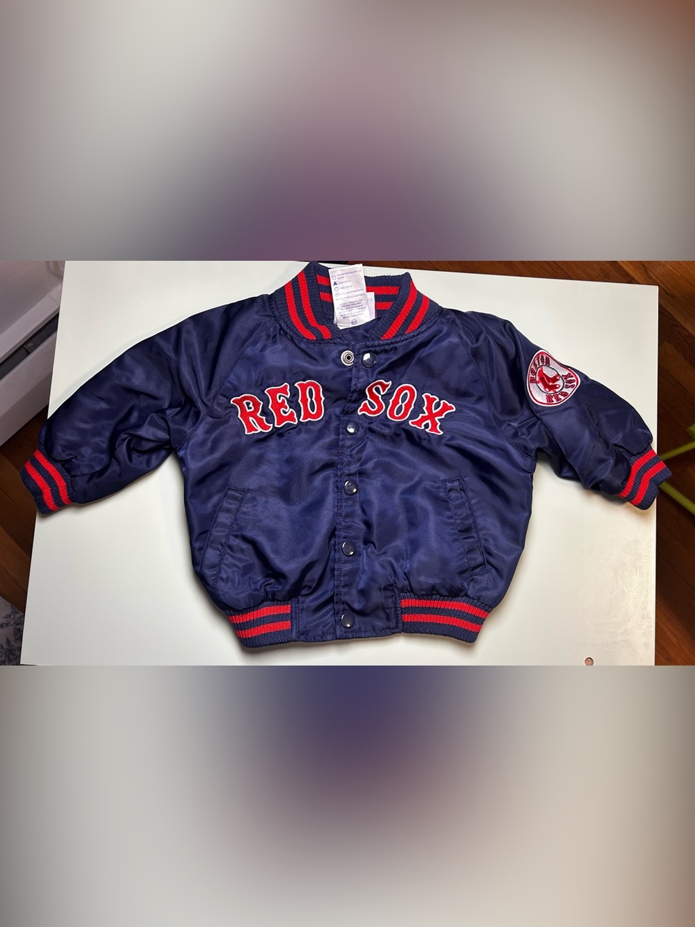 Vintage Magestic Boston Red Sox Baby Satin Bomber Jacket 12M